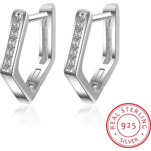 Genuine 925 Silver Summer Simple Minimalist Geometric Angle Clip Earrings Ear Cuff Clip-On Earring Women Jewellery Gift