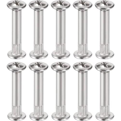 Uxcell M4x25mm Round Cross Head Screw Post Binding Leather Fastener, Nickel Plated, 10 Sets
