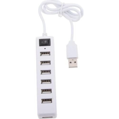 USB 2.0 High Speed 7 Port Splitter Hub Adapter For PC Computer Laptop