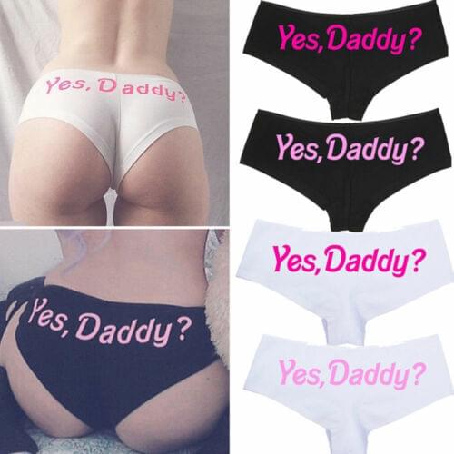 Printed Letter Yes Daddy Funny Sexy Underpants Women Lingerie Panties Briefs Underwear G String Thongs Knickers