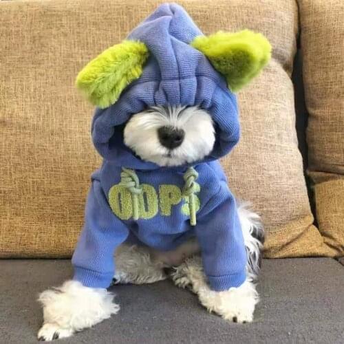 Pet Sport Clothes Purple Fleece Hooded Sweatshirt Clothes for Small Dogs Teddy Bear Chihuahua Pomeranian