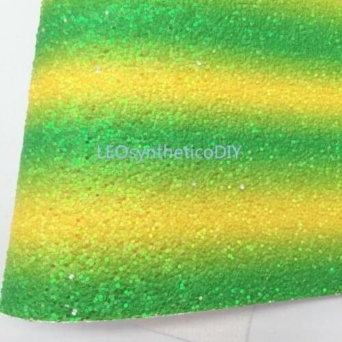 1PC 21X29CM Chunky Glitter Leather, Green and Gold Yellow Rainbow Glitter Leather Sheets For Making Bows LEOsyntheticoDIY 8S82A