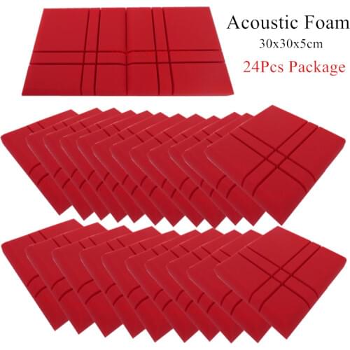 12/24PCS 300x300x50mm Studio Acoustic Foam Cross Pattern Soundproofing Foam Sound Absorption Treatment Panel Protective Sponge