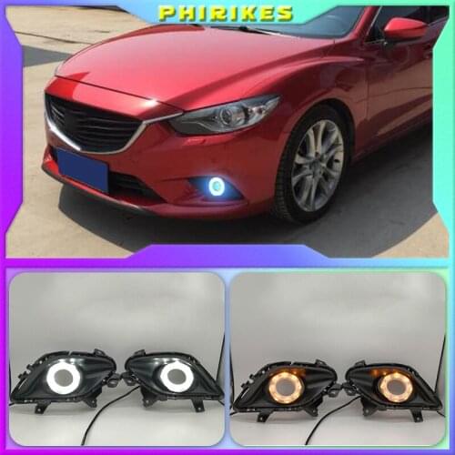 2Pcs For Mazda 6 Atenza 2014-2016 Waterproof ABS 12V DRL Fog Lamp Decoration Daytime Running Light Car Accessories
