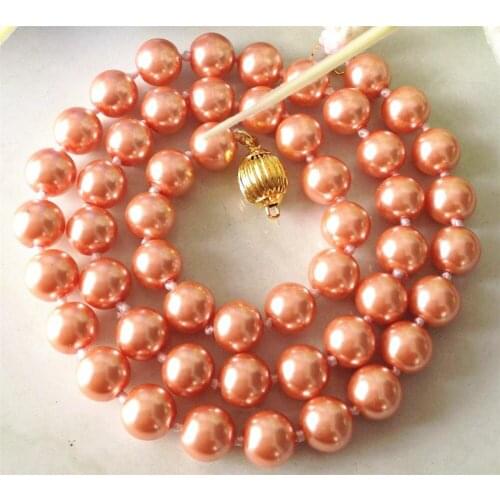 2021 8mm Pink South Sea Shell Pearl Necklace Pearl Jewelry Rope Chain Necklace Beads Making Natural Stone 18inch(Minimum Order1)