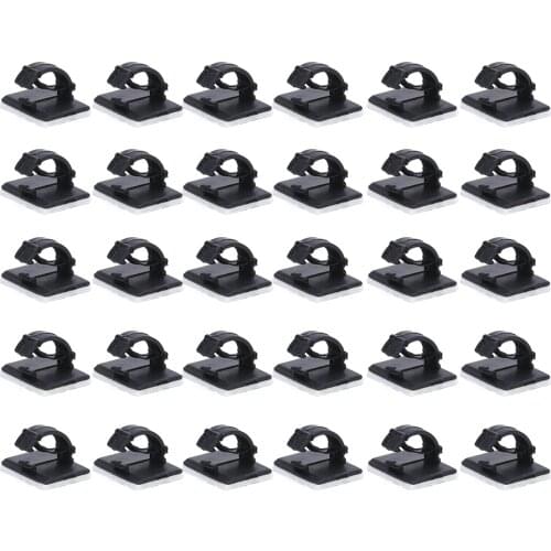 30pcs Self-adhesive Car Wire Clip Rectangle Plastic Mount Clamp Fixer Holder Cable Holder Network Office Cable