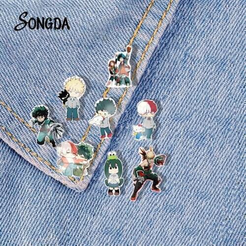 My Hero Academia Acrylic Lapel Pin Midoriya Izuku Deku Pins Button Icons on Backpack Clothes Handmade Cartoon Art Epoxy Brooches