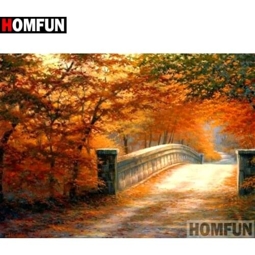 HOMFUN Full Square/Round Drill 5D DIY Diamond Painting "Autumn leaves" 3D Embroidery Cross Stitch 5D Home Decor gift A17285