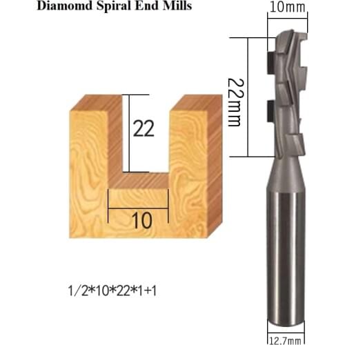 Diamond PCD woodworking cnc milling cutter two flute spiral Shank Cleaning Bottom Endmill wood turning tools CVD Slotter router