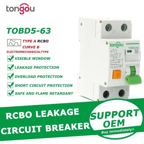 Type A Curve B RCBO 6KA 1P+N 16A 40A Electromagnetic Residual Current Circuit Breaker With Over Current and Leakage Protection