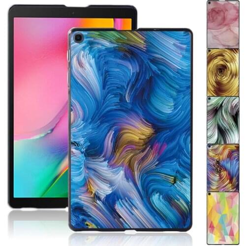Tablet Case for Samsung Galaxy Tab A 10.1 2019 T515/T510 Watercolor Pattern Printed Plastic Back Shell Cover + Free Stylus