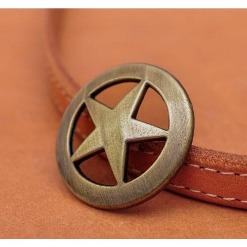 LOT 10PCS 31*31MM WESTERN TEXAS RANGER STAR ANTIQUE BRASS LEATHER CRAFT CONCHO BUTTON DECORATION TACK RIVET BACK