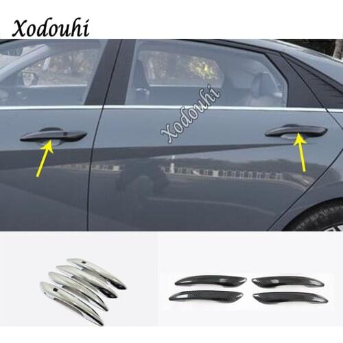 For Hyundai Elantra Avante 2021 2022 Car Body Cover Detector Stick Frame Lamp Trim External Door Handle Armrest Holder Part 8pcs