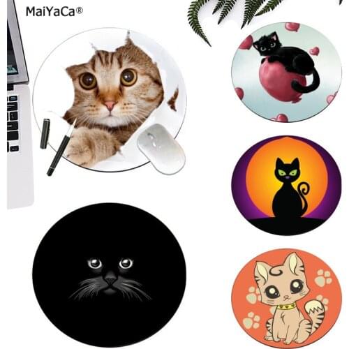 Maiyaca Custom Skin Cute Cat Animal High Speed New round Mousepad gaming Mousepad Rug For PC Laptop Notebook