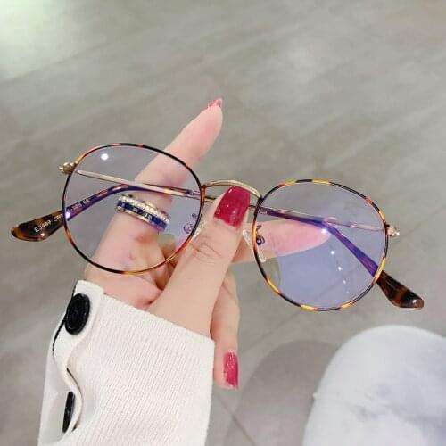 Classic Anti-Blue Light Glasses Frame Brand Designer Fashion Round Metal Optical Frames Computer Glasses Big Blue Light Glasses