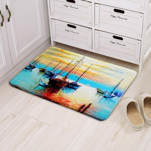 Creative Oil Painting Colourful Carpets Non slip Sea Pattern 3D Printed Hallway Kitchen Rugs for Home Living Room Floor Mats