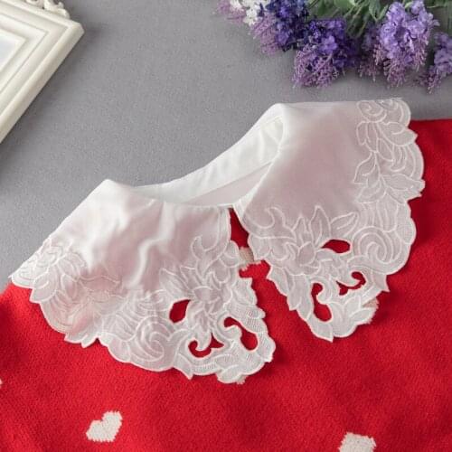 Linbaiway 2021 White Big Lapel Fake Collars for Women Shirt Removable False Collars Female Lace Blouse Detachable Collar