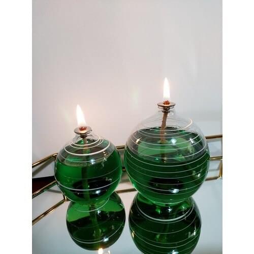 Viyale Store Moire St. Globe Glass Oil Lamp Dual Set