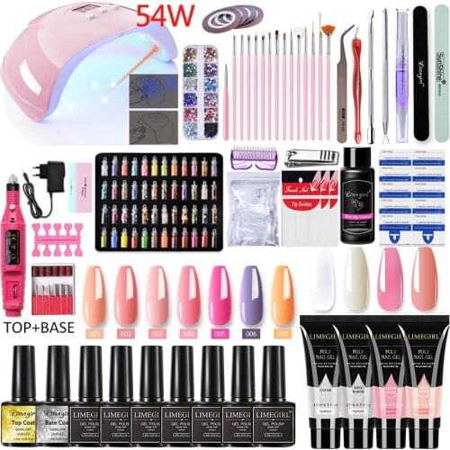 Manicure Set With 54W Led Nail Lamp Nail Set 20000RPM Nail drill Machine UV Gel Nail Polish Poly Nail Gel Kit Nail Tools Set