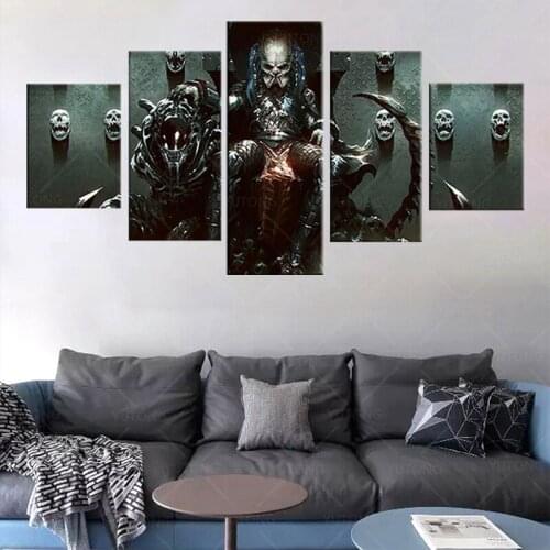 5 piece Alien Vs Predator AVP Movie Poster Modular picture Canvas Paintings for Home Decor Wall Art with frame