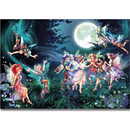 Cross stitch kit, DIY rhinestone embroidery kit, moon fairy mosaic pattern, full diamond painting cartoon angel home decoration