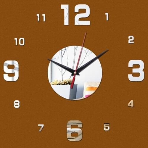 New diy wall clock digital clocks watch horloge acrylic 3d mirror stickers morden living room still life quartz needle