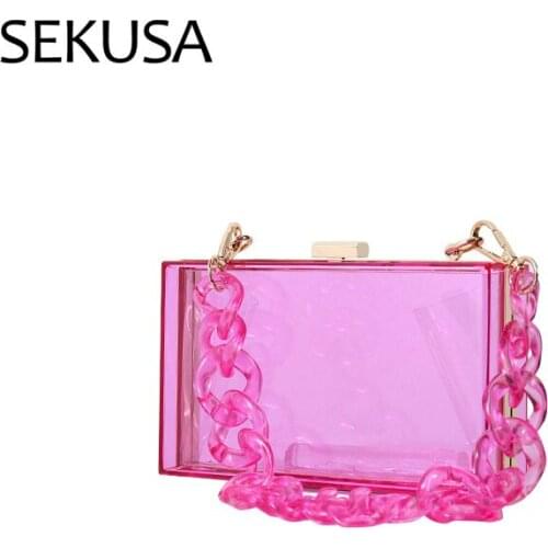 Plastic Women Evening Bags Box Design Party Handbags With Shoulder Chain 2021 Female Purse Wedding Bags