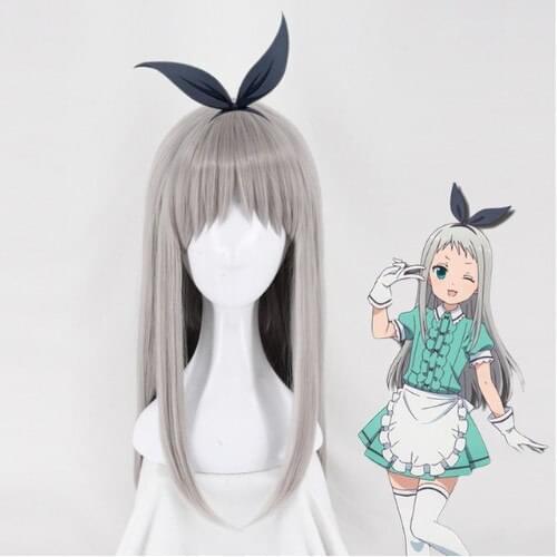 Anime Blend S Kanzaki Hideri Straight Long Silver Gray Wig Heat Resistant Synthetic Hair Cosplay Halloween Party+Free Wig Cap