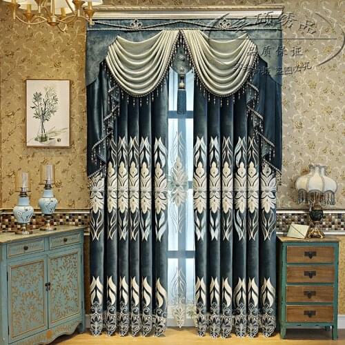 Luxury Embroidery Curtain European Flower Hollow Curtains for Living Room Bedroom Half Shading Window Tulle Curtains Home Custom