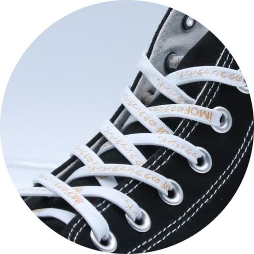 Coolstring A Pair 7mm White Golden Word Silk Screen Print Shoelaces Men Women Sneaker Canvas Rope 2020 Customized Available