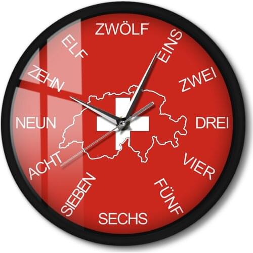 Switzerland Map Patriotic Wall Clock Country Art Home Décor Metal Frame Voice Control Swiss Numeral Wall Clock With LED Lighting