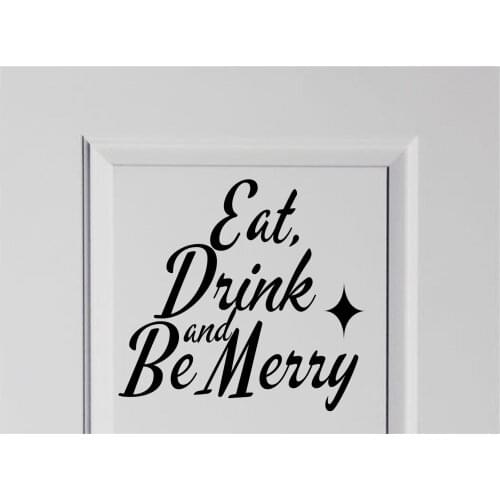 LARGE Eat, Drink and Be Merry Stylish Christmas Decal window Decor sticker Xmas 15cm