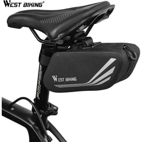 WEST BIKING Waterproof Bicycle Bag With Bracket Reflective Seat Bag Anti-drop Net Road MTB Bicycle Tail Rear Bag Bike Saddle Bag