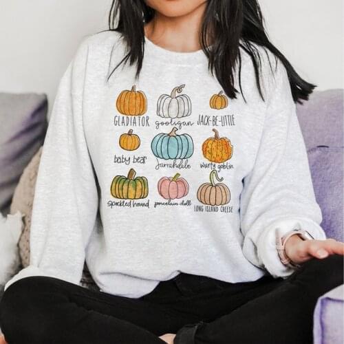 Pumpkin Sweatshirt Pumpkin Patch Farm Shirt Halloween Graphic Shirt Pumpkin Varieties Sweatshirt Unisex Cute Fall Sweatshirts