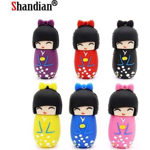 SHANDIAN Japanese kimono girl cartoon USB flash drive 16G 32GB 64GB 128GB pen drive USB2.0 pendrive usb stick 8GB 4GB USB stick