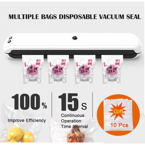 Vacuum Sealer Food Sous Vide Plastic Bag Sealer Packing Include 10Pcs Vacuum Bags Automatic Kitchen Storage Production Machine