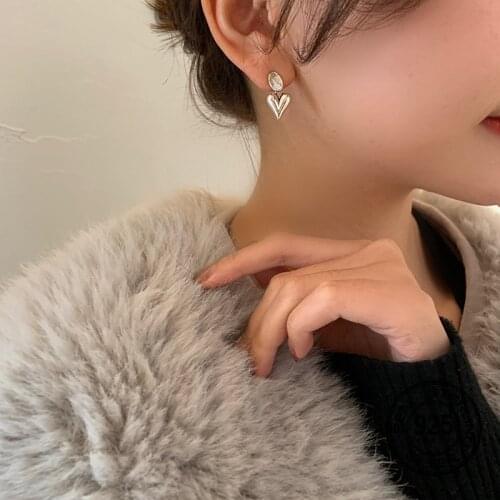 S925 Silver Daisy Heart Earrings For Women New Trendy Female Simple Fashion Design Korean Students Lady Wedding Jewelry INEFFA
