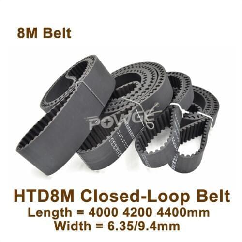 POWGE 4000/4200/4400 8M Synchronous Belt Teeth=500/525/550 W=20/30/40mm 4000-8M 4200-8M 4400-8M HTD8M Closed-Loop Timing Belt