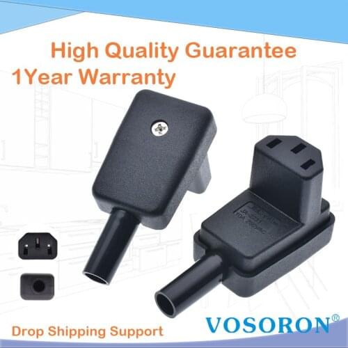 1PCS,90 Degree Angled IEC 320 C13 Female Plug AC 10A 250V Power Cord Cable Connector