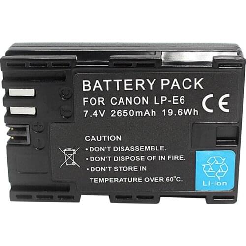 1PCS LP-E6 LPE6 LP E6 Digital SLR Camera Battery Pack 7.4V 1900mAh Replace for Canon 5D Mark II III 7D 60D EOS 6D