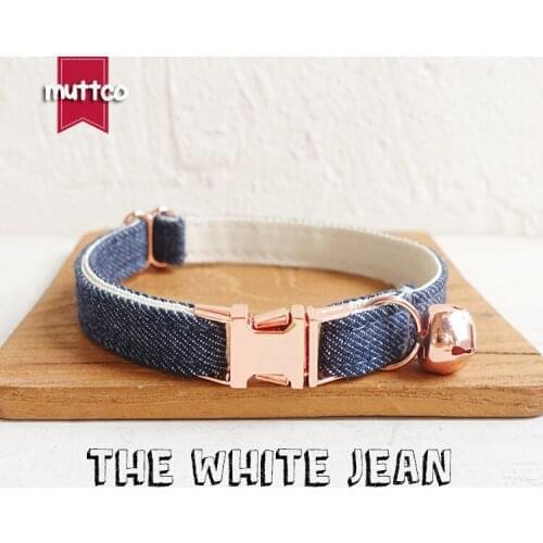 10pcs/lot MUTTCO retail with rose gold high quality metal buckle collar for cat THE WHITE JEAN design cat collar 2 sizes UCC036M