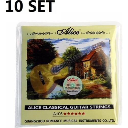10 Set Alice A106-H Classical Guitar Class Guitarra Strings Set Hard Tension Nylon Core Silver Plated Copper Wound