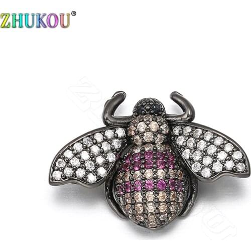 18*26mm Fashion Bees Handmade Necklace Brass Cubic Zirconia Charms Connectors for Diy Jewelry Bracelet Findings, Model: VS303