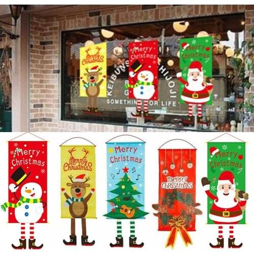 2022 Christmas Door Hanging Flag Merry Christmas Decor For Home Hotel Window Ornaments Xmas New Year Navidad