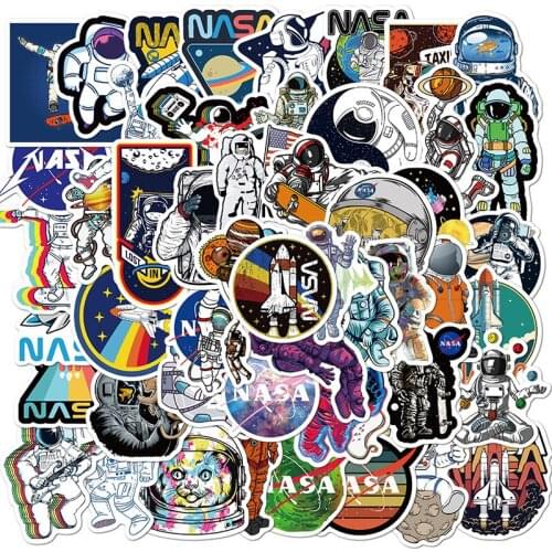 50PCS Astronaut Outer Space Exploration Sticker American Style Kids Toy Suitcase Skateboard Guitar Waterproof Graffiti Stickers