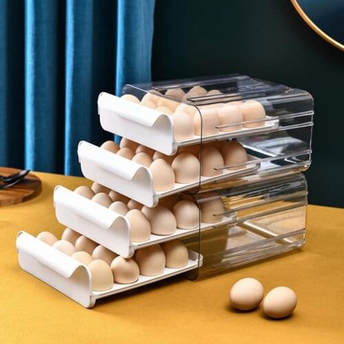 60%HOTEgg Storage Box Practical Airtight PET 32 Grids Fresh Preservation Egg Organizer for Fridge