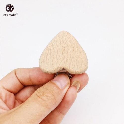 Lets Make Baby Nursing Accessories 10pc Heart Pacifier Clip Wooden Animal Clip Teething Accessories Suspender Clip Baby Teether