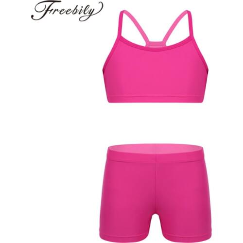 Kids Girls Tankini Spaghetti Shoulder Straps Swim Tank Top with Bottoms for Sports Gym Workout Fitness Children Swimming Suits