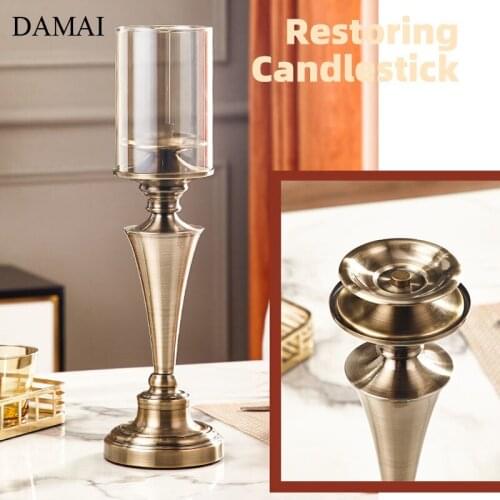 European Vintage Iron Candle Holders Restaurant Dining Table Decorative Candelabra Wedding Centerpiece Candlelight Dinner Props