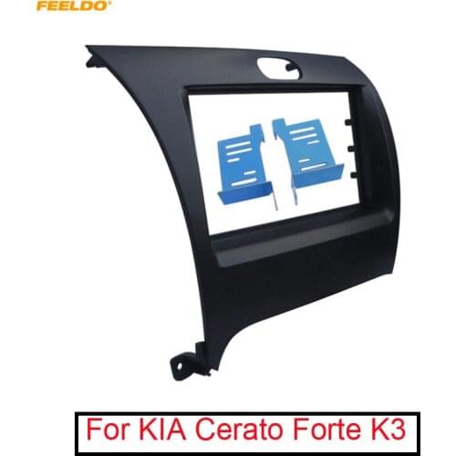 FEELDO Car Stero Radio 2Din Dashboard Fascia Frame for KIA Cerato Forte K3 Panel Face Plate Bezel Trim Mount Kit #1016